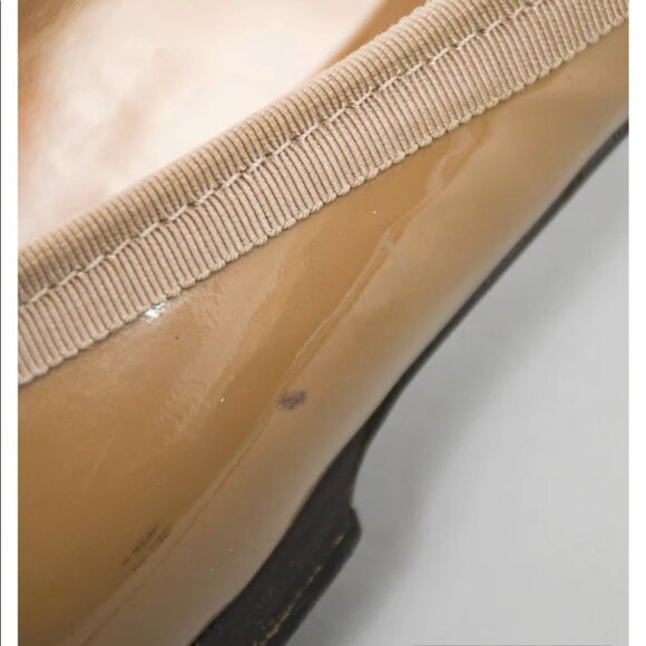 LANVIN TAN PATENT LEATHER POINTED TOE FLATS WITH RIBBON TRIM SIZE 36 - Picture 6 of 16